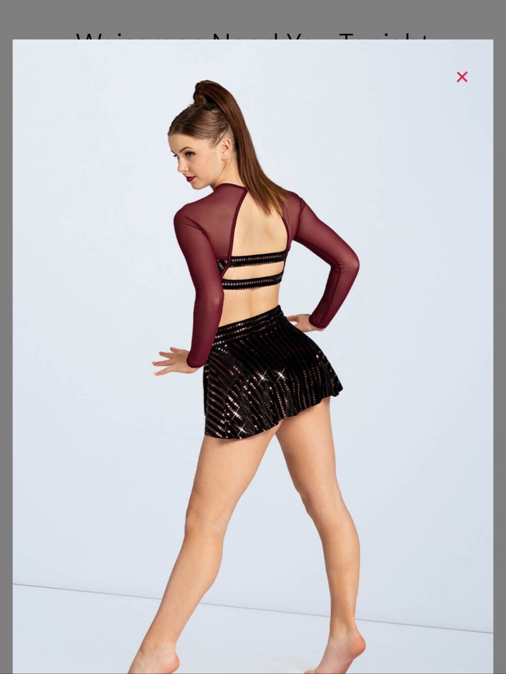 Weissman Elite Need You Tonight Burgundy Velvet Foil Dance Dress Costume MA - Picture 2 of 7